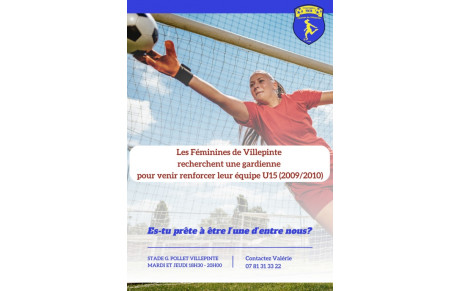 Recherche Gardienne de but U15