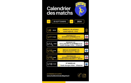 Programme du week-end - 28 et 29 septembre 24 