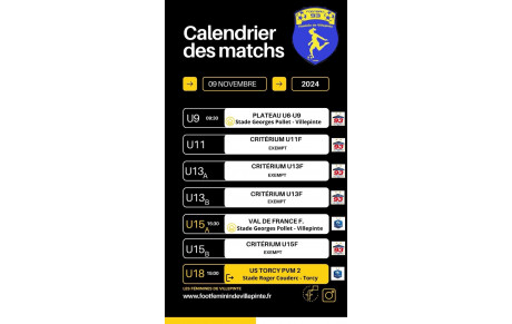 calendrier du week-end du 9 et 10 novembre 2024